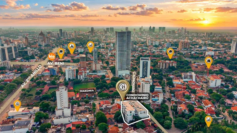 Departamento de 1 dormitorio en venta en el condominio Achachairú: foto 2 de 21