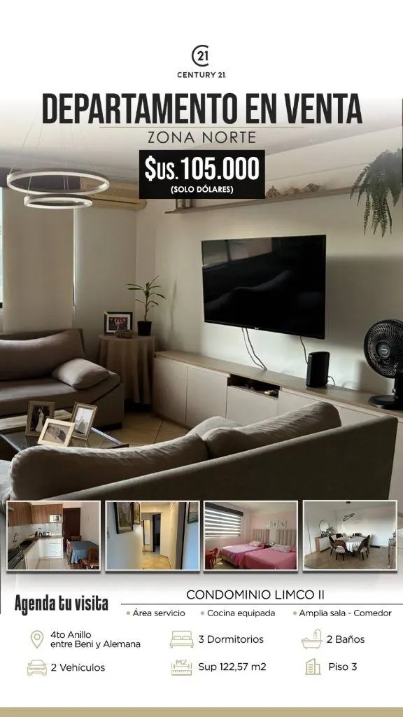 Departamento de 3 dormitorios en venta en el condominio Limco II: foto 2 de 14