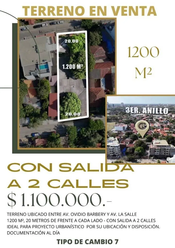 Terreno de 1.200 m² con doble frente en venta, zona Colegio La Salle: foto 4 de 5