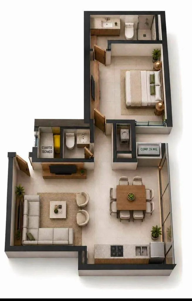 1-bedroom pre-construction apartment in Sky Level, Equipetrol: foto 4 de 9