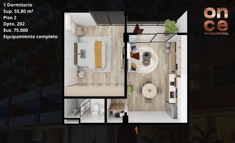 Brand-new 1-bedroom apartment for sale in Equipetrol: foto 1 de 1