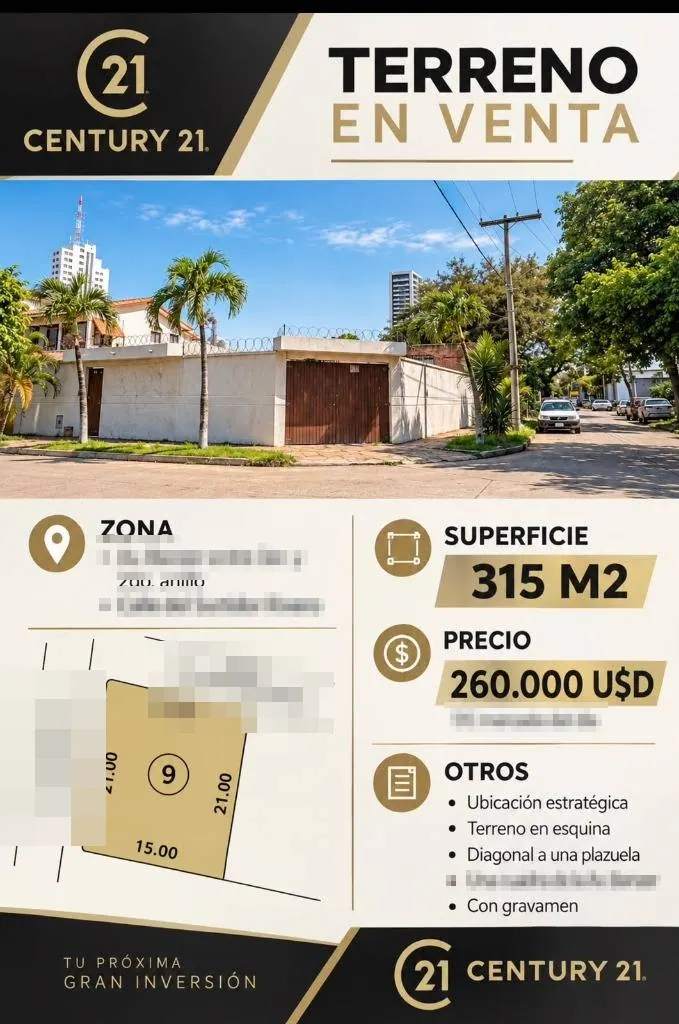 Corner lot of 315 m² for sale in the North Zone, Av. Banzer: foto 2 de 3