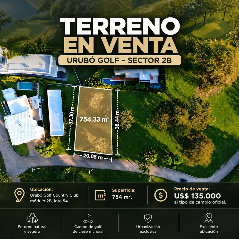 Terreno de 754 m² en venta en el condominio Urubó Golf: foto 2 de 3