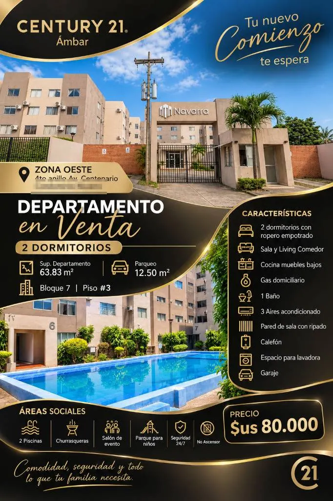 Departamento de 2 dormitorios en venta en el condominio Navarro: foto 2 de 17