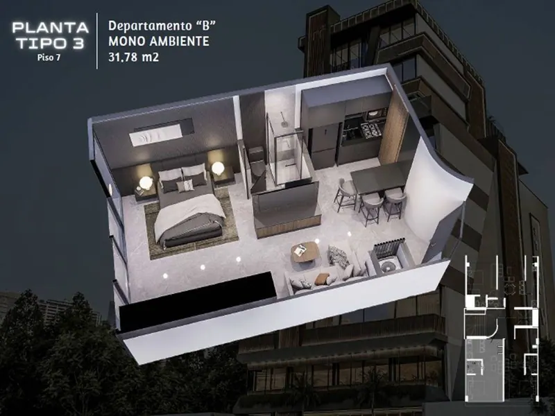 Monoambiente de 38,30 m² en preventa en Stone 5, Zona Norte: foto 9 de 9