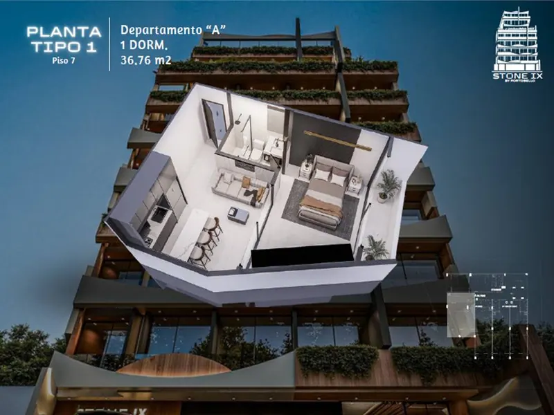 Monoambiente de 36,76 m² en preventa en Stone IX, Zona Norte: foto 9 de 9