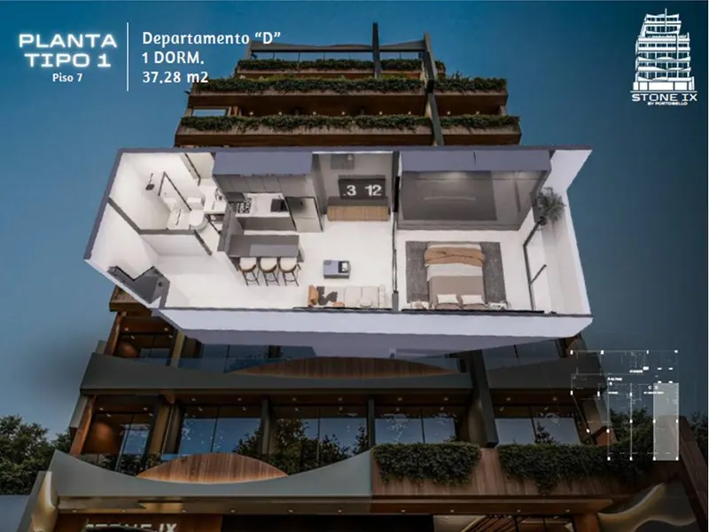 Monoambiente de 37,28 m² en preventa en Stone IX, Zona Norte: foto 9 de 9