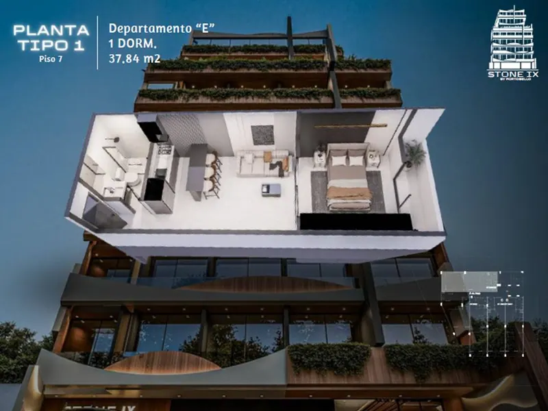 Monoambiente de 37,84 m² en preventa en Stone IX, Zona Norte: foto 9 de 9