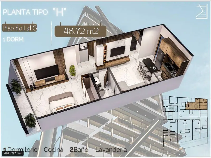 41.25 m² studio apartment for sale in Equipetrol: foto 10 de 10