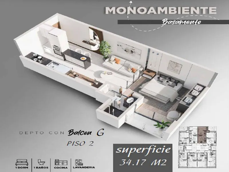 34.17 m² studio apartment for sale in Portobello Green, Equipetrol: foto 4 de 4