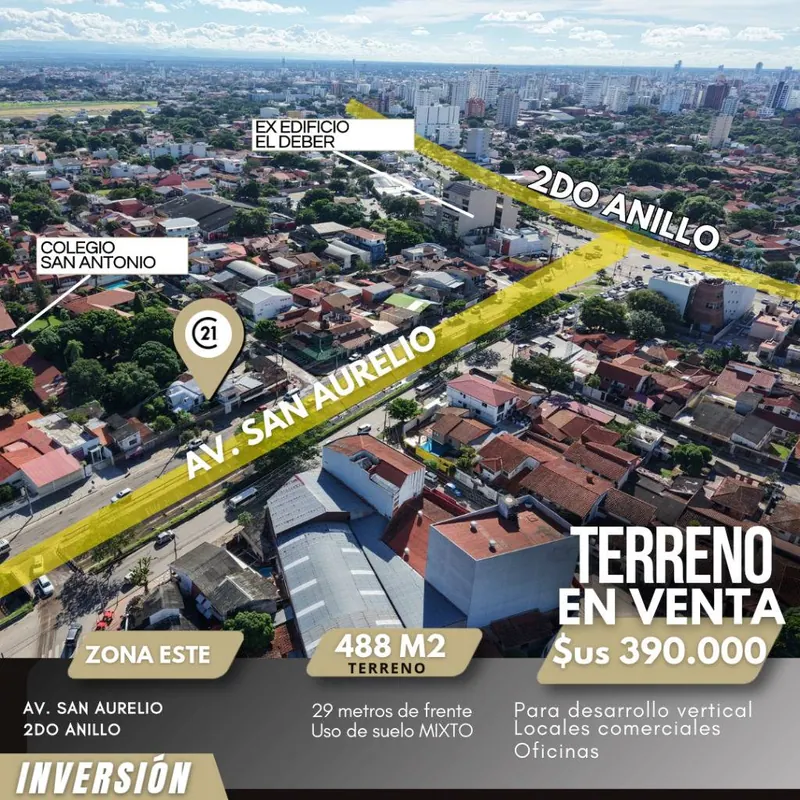 Terreno comercial de 488 m² en venta sobre la Av. San Aurelio: foto 6 de 6