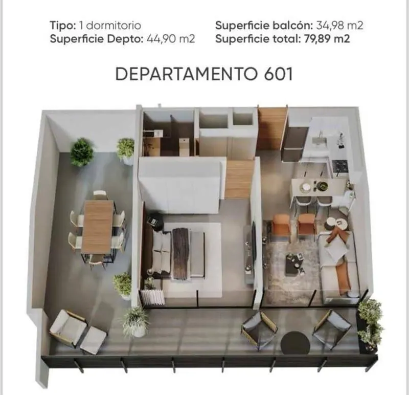 Departamento de 1 dormitorio en preventa en Las Dalias, Equipetrol: foto 2 de 13