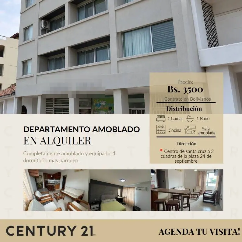 Departamento amoblado de 1 dormitorio en alquiler en el Centro: foto 2 de 8