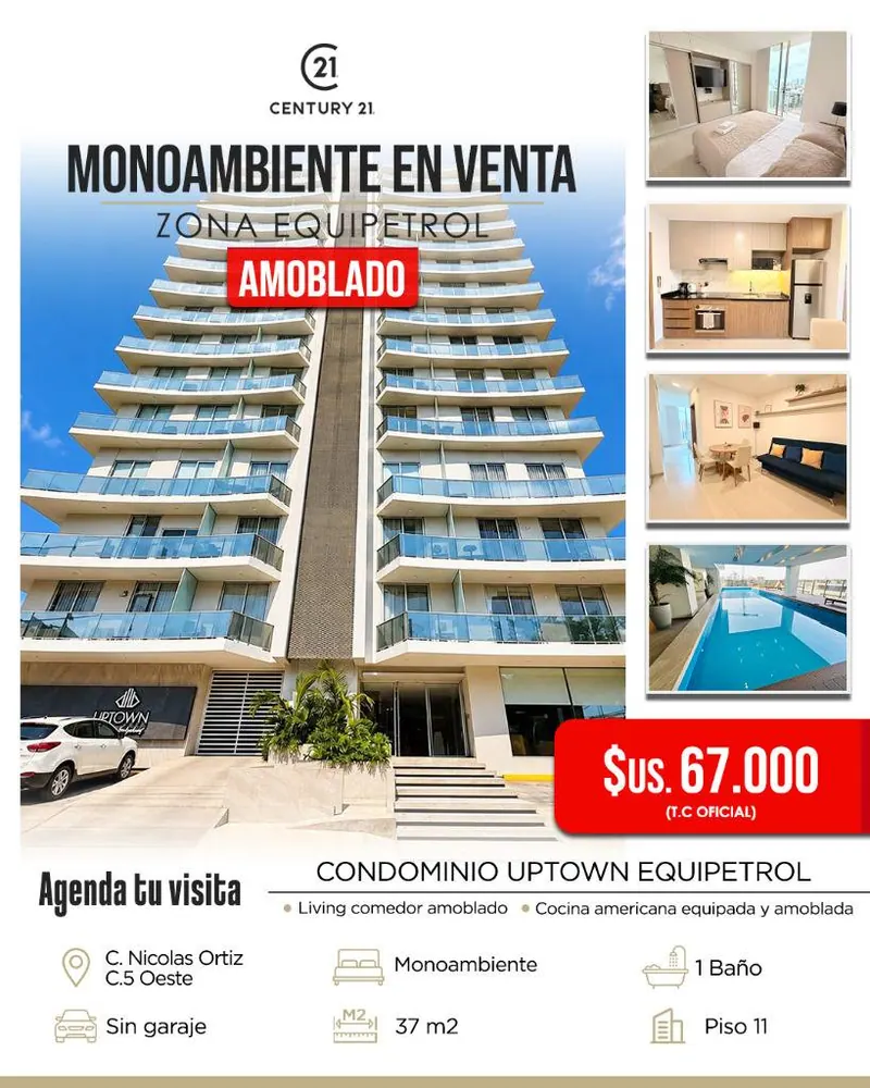 Furnished studio for sale in the Uptown Equipetrol gated community: foto 2 de 16