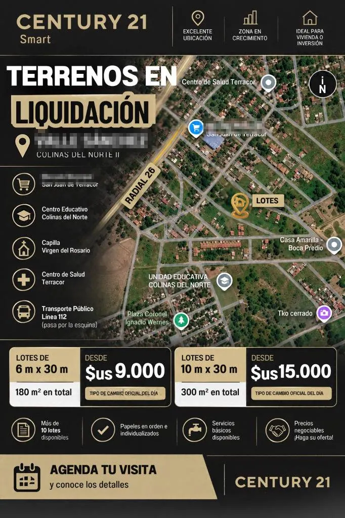 Terreno de 180 m² en venta en Valle Sánchez, Warnes: foto 2 de 7